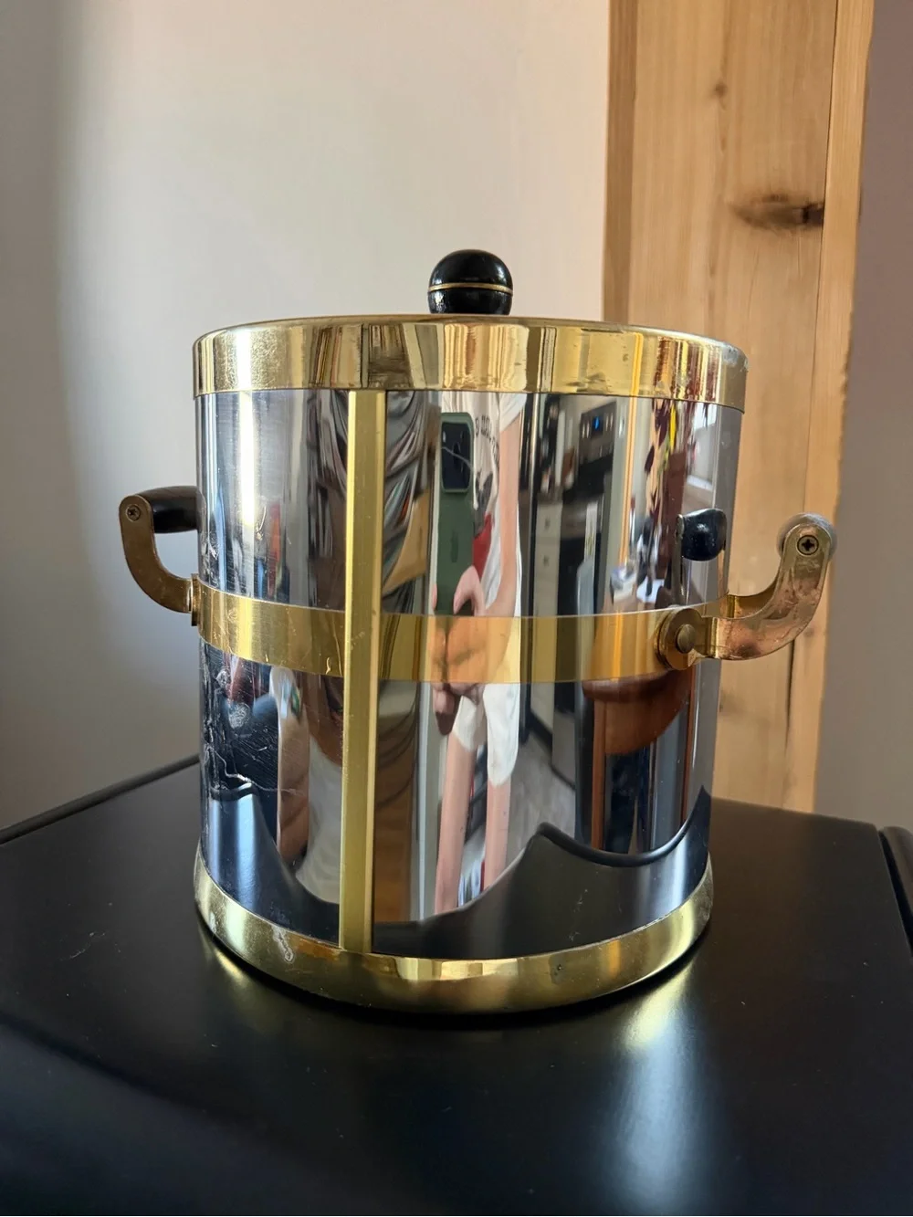 Midcentury Modern Vintage Chrome & Brass Ice Bucket